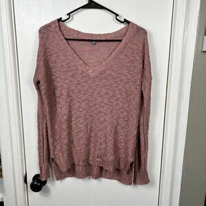 Charlotte Russe light dusty rose v-neck knit sweater. Size XS